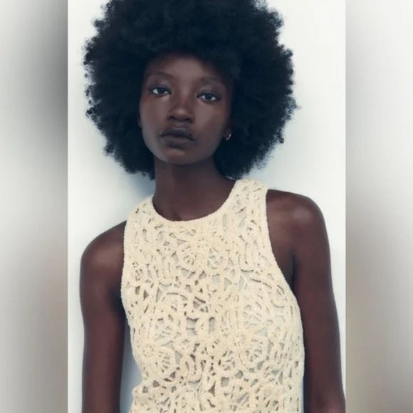 ZARA LIMITED EDITION OPEN WORK CROCHETED KNIT DRESS - Picture 3 of 5